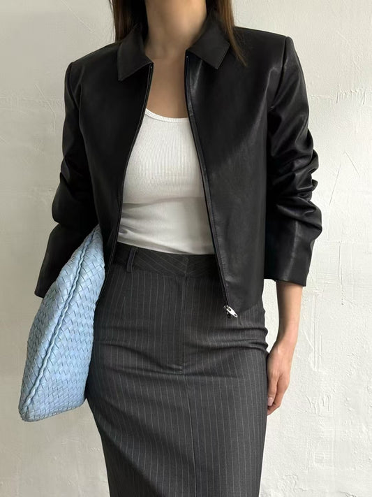 Aurelia PU Leather Zip Up Jacket (2 Colors)