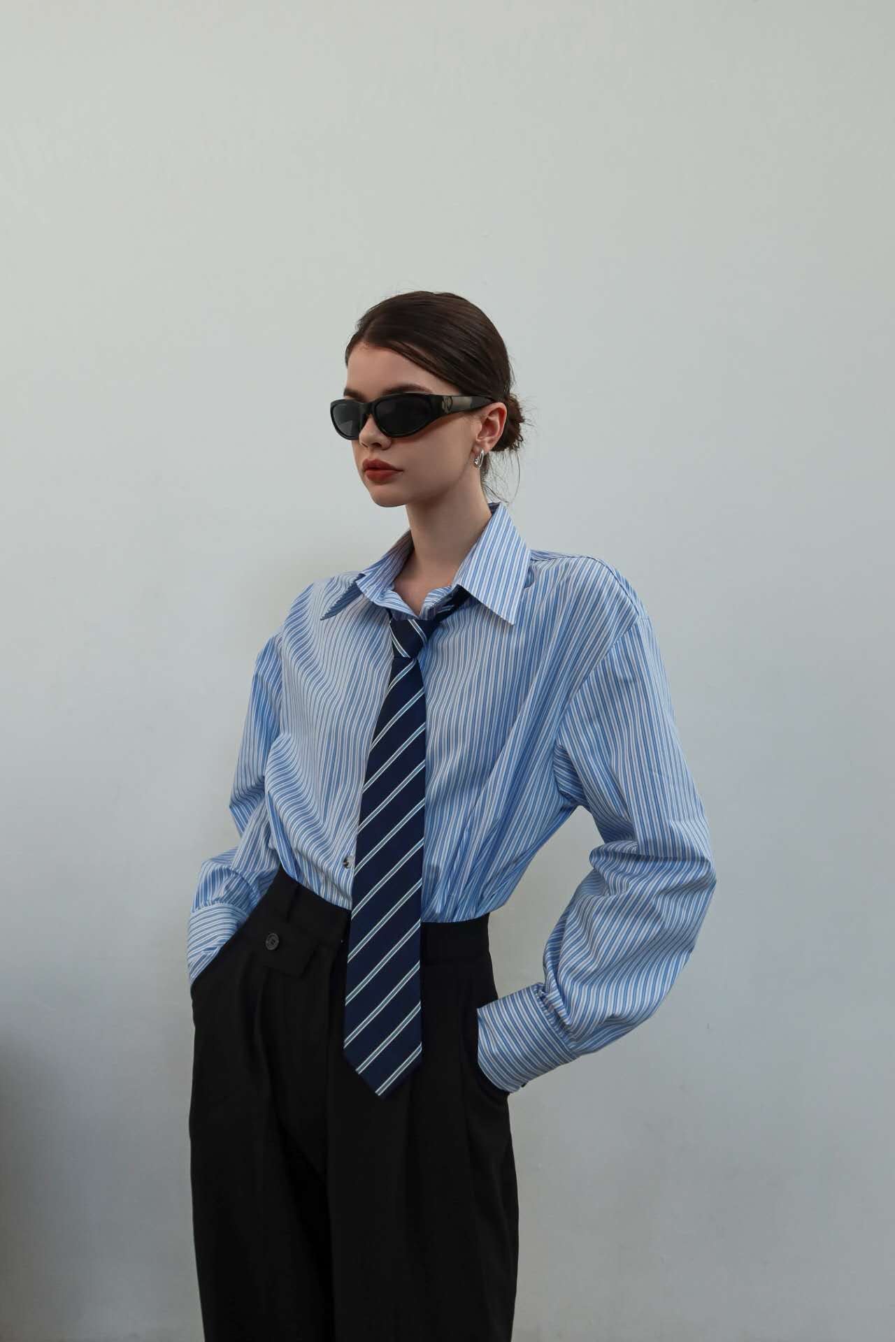 Helene Striped Shirt with Tie (3 Colors)