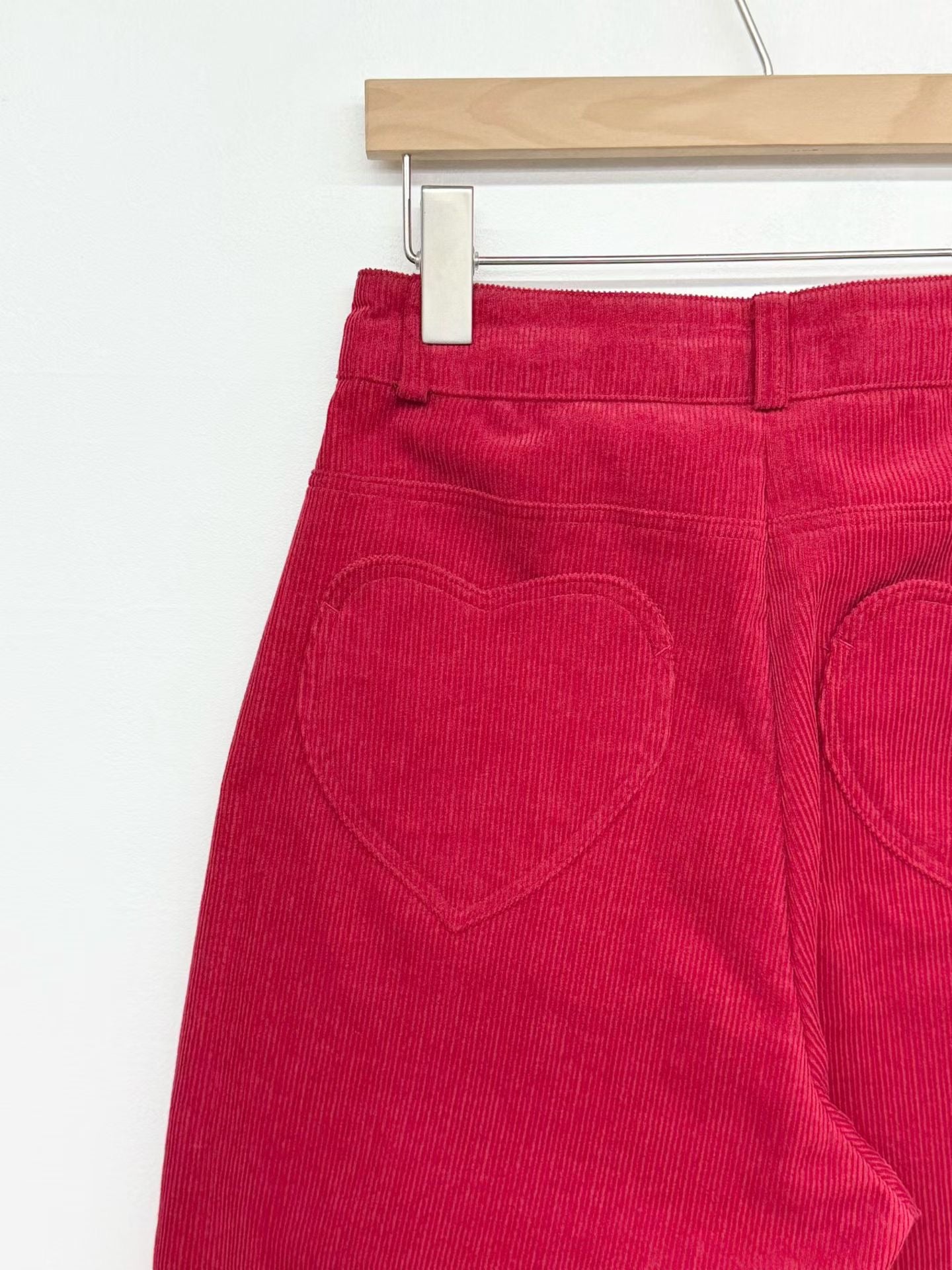 Delphine High Waist Heart Corduroy Pants (3 Colors)
