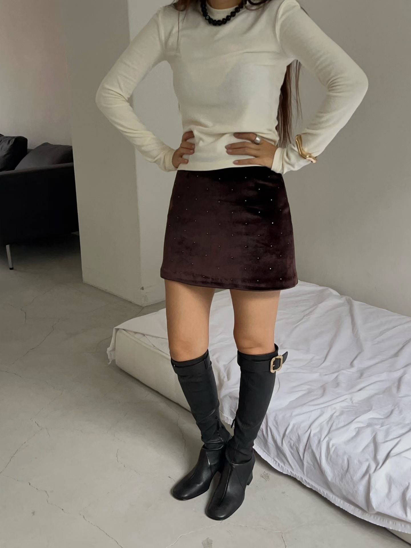 Lilac Velvet Skirt (2 Colors)