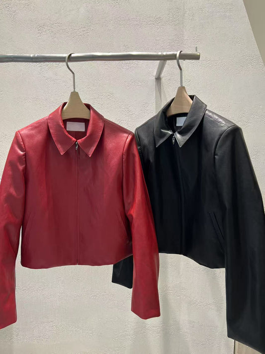 Aurelia PU Leather Zip Up Jacket (2 Colors)