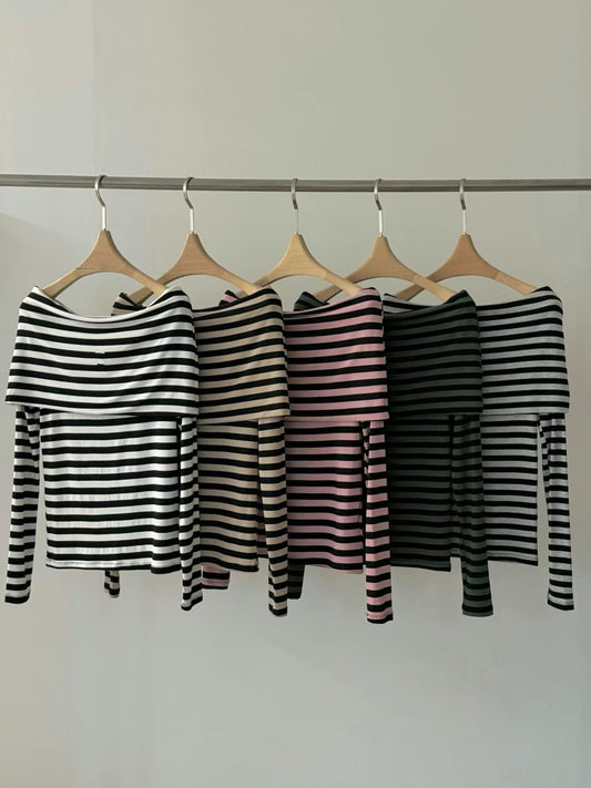 Emma Off-shoulder Long-sleeve Top (5 Colors)