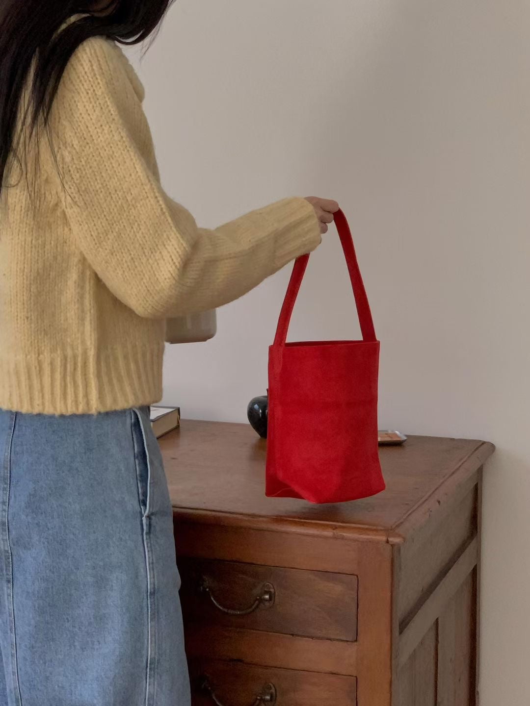 【牛皮麂皮】Leju Maron Bag (S)(4 Colors)