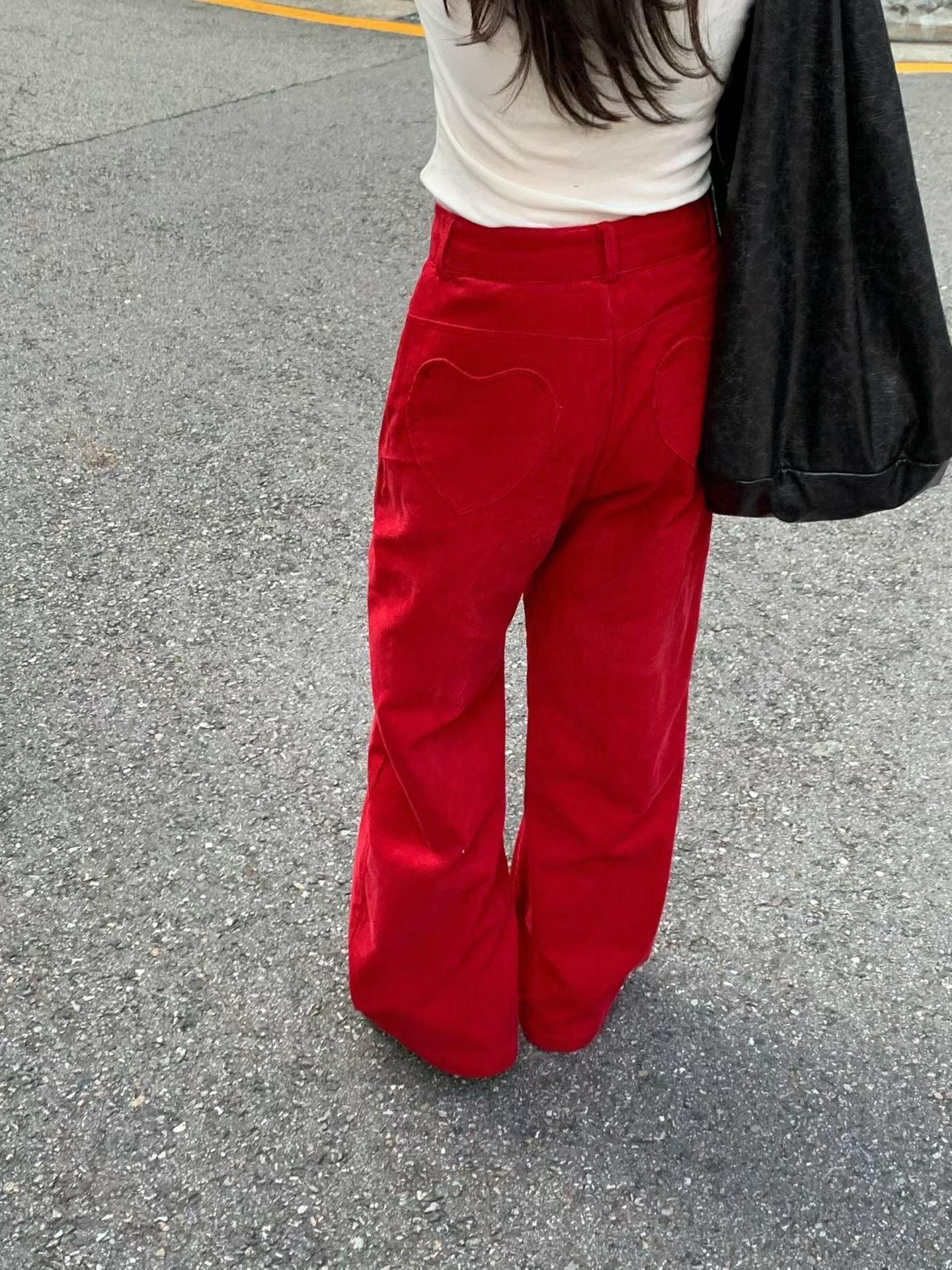 Delphine High Waist Heart Corduroy Pants (3 Colors)