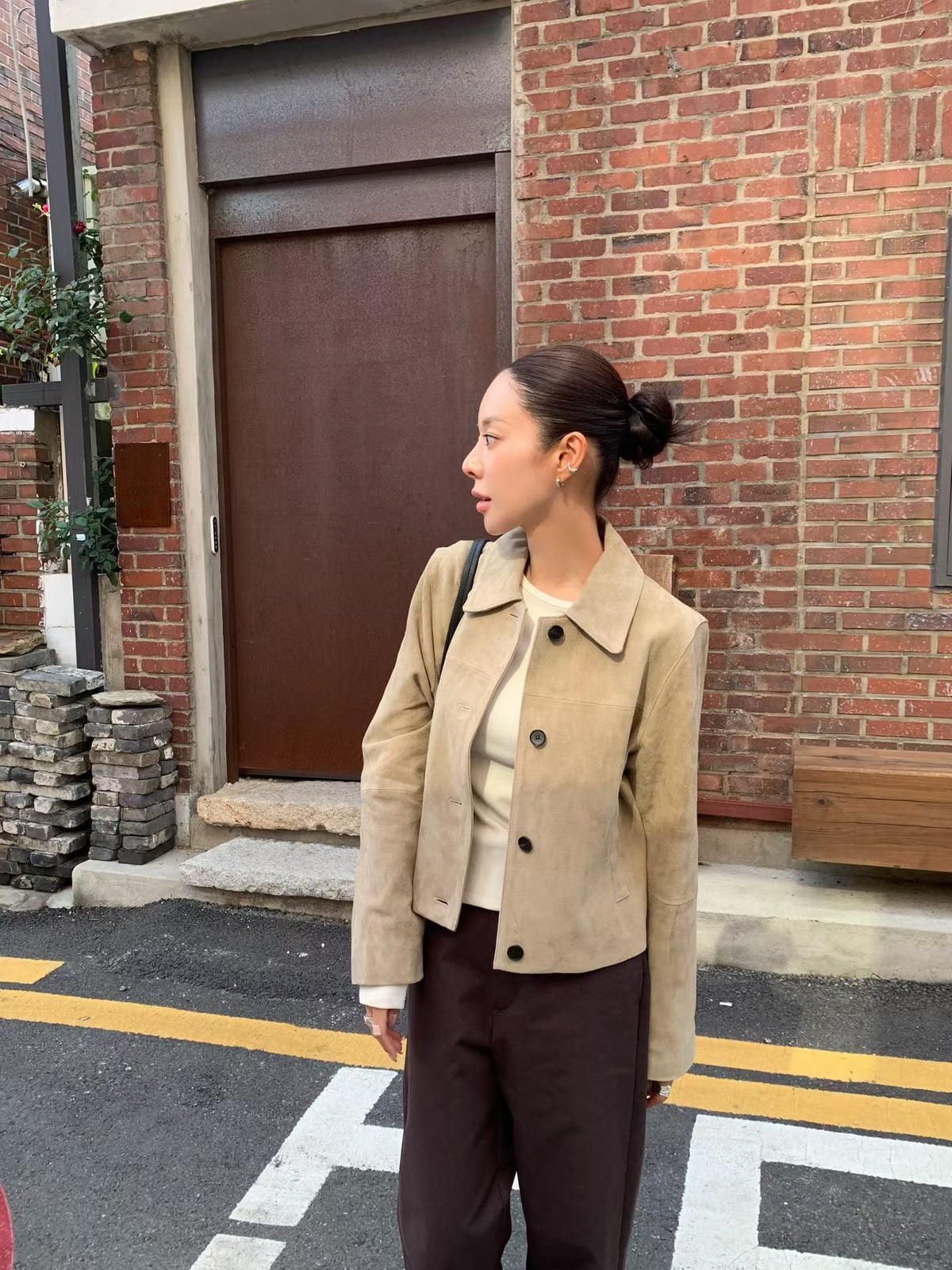 【Italy Fabric】 Elenys Goat Suede Jacket (2 Colors)