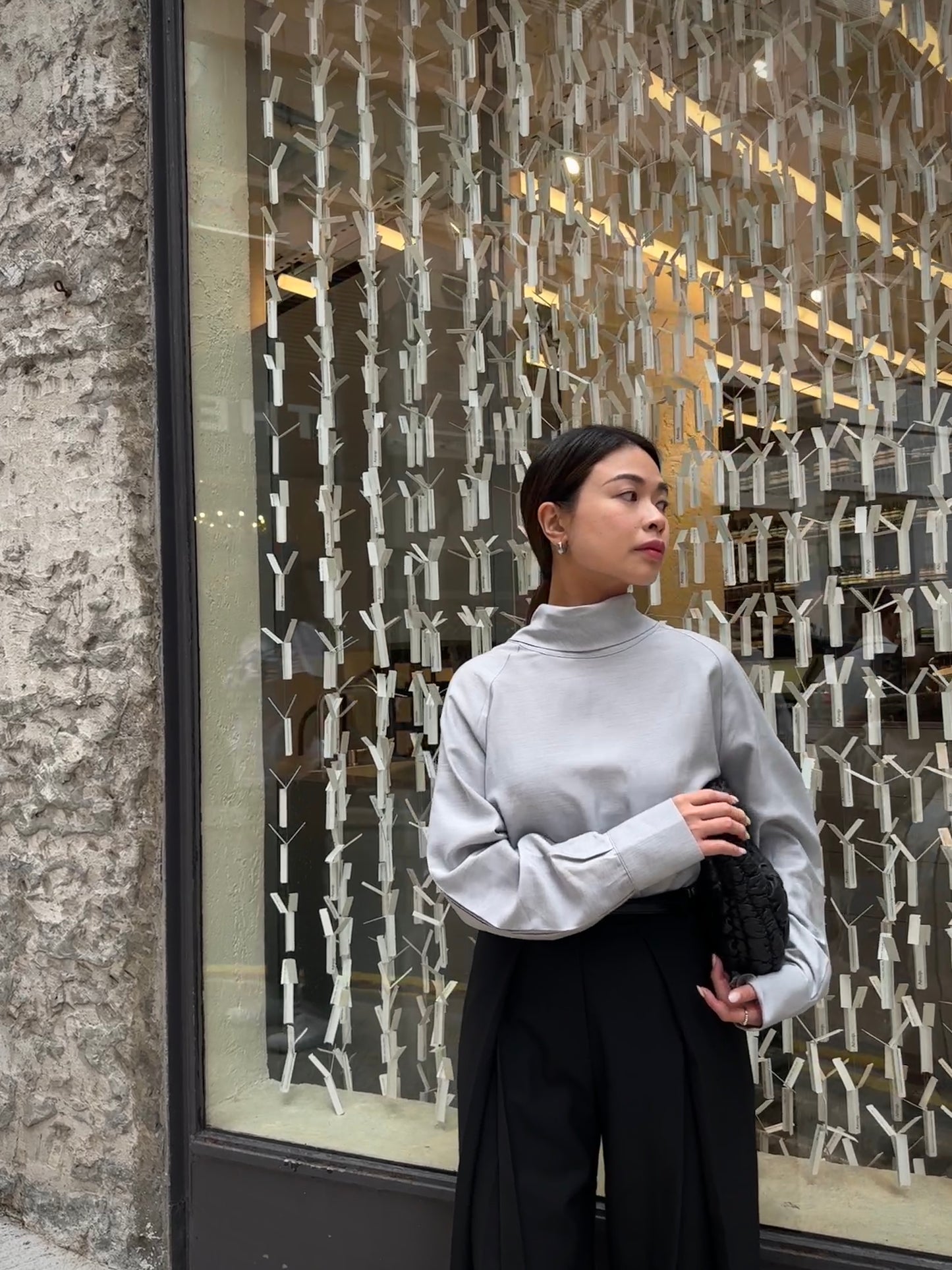 Mock-neck Long-sleeved Blouse
