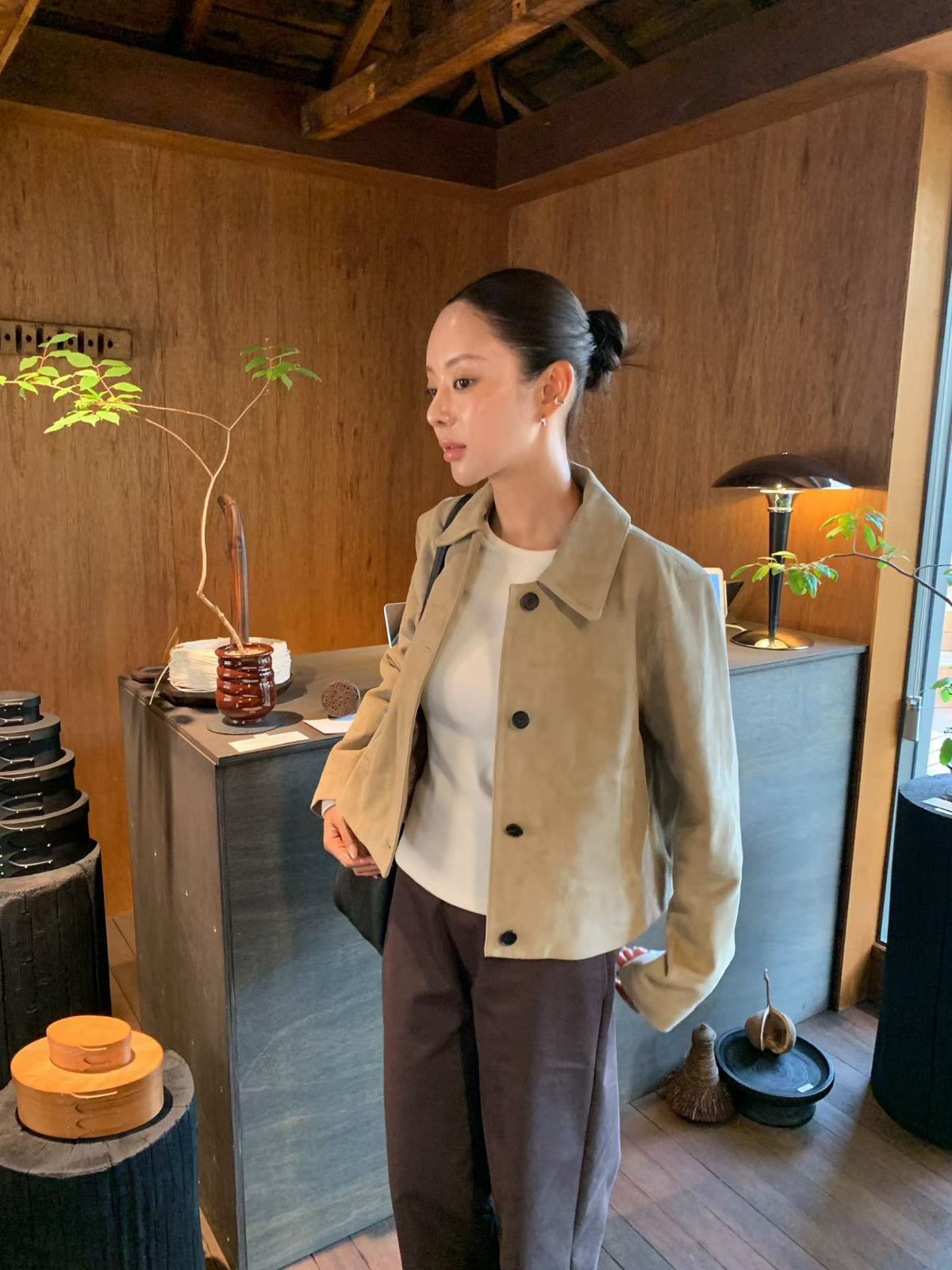 【Italy Fabric】 Elenys Goat Suede Jacket (2 Colors)