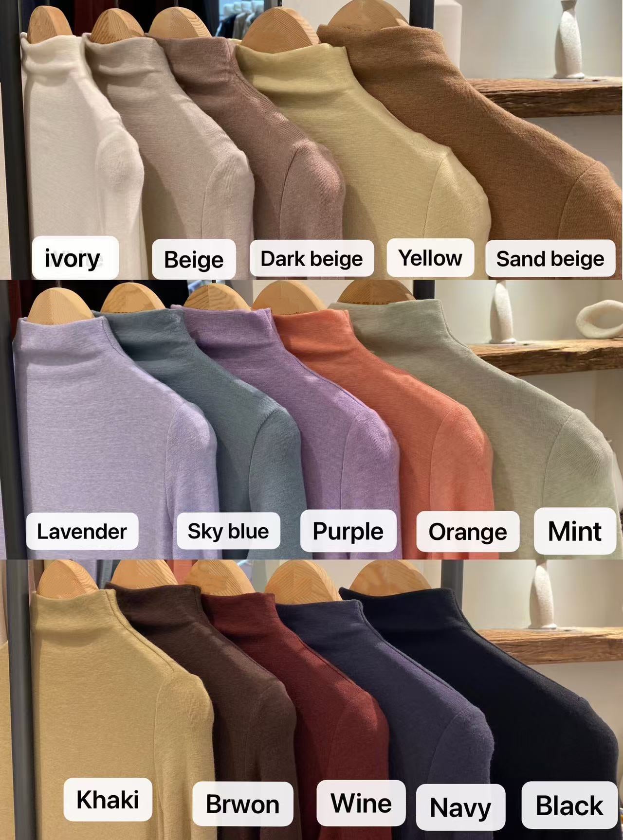連續兩年熱賣款神打底👑 Long-sleeved Mock Neck Top (17 Colors)