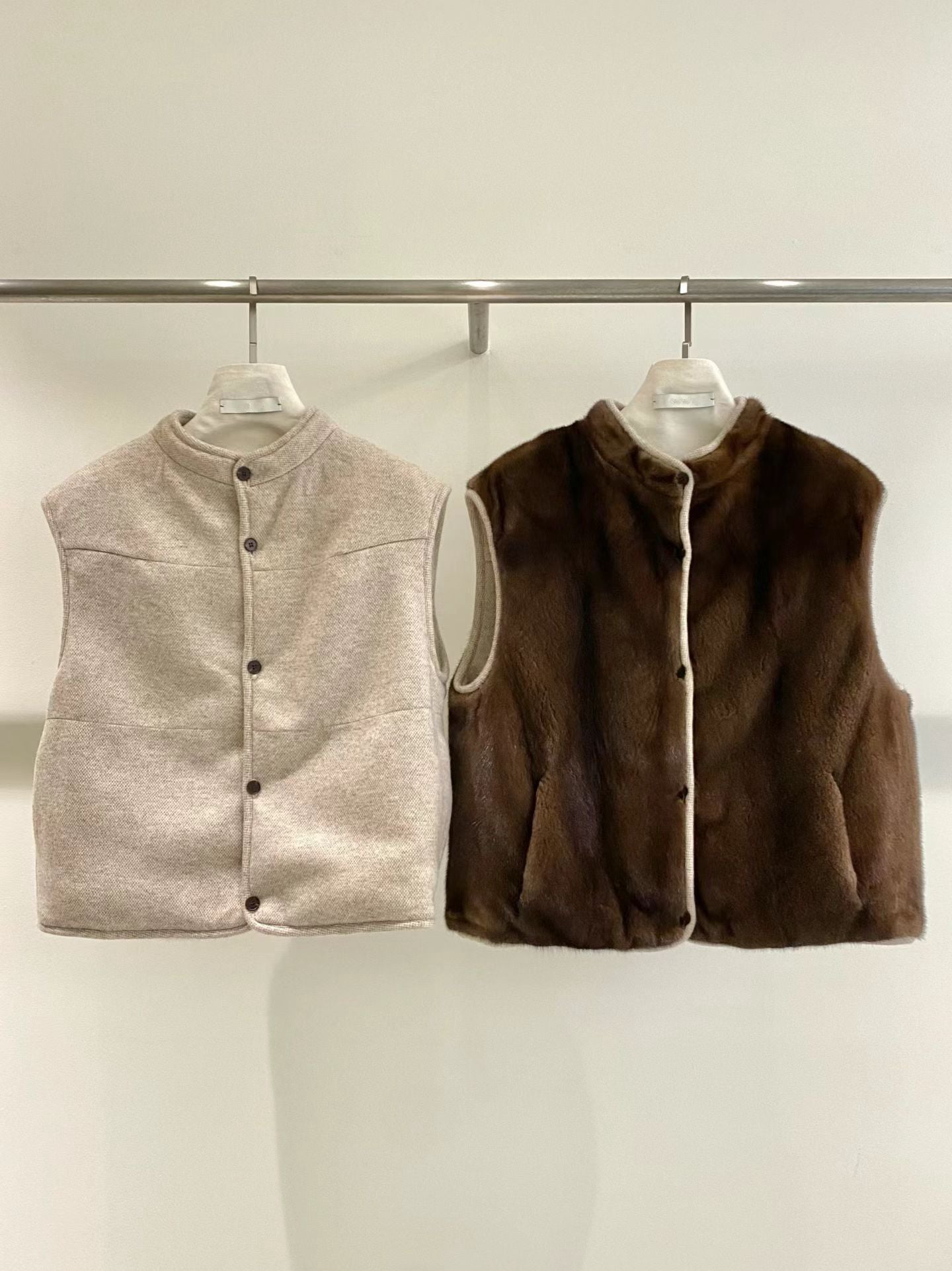 Saskia 2-way Vest Jacket 【100% 水貂毛皮草外套】 (2 Colors)