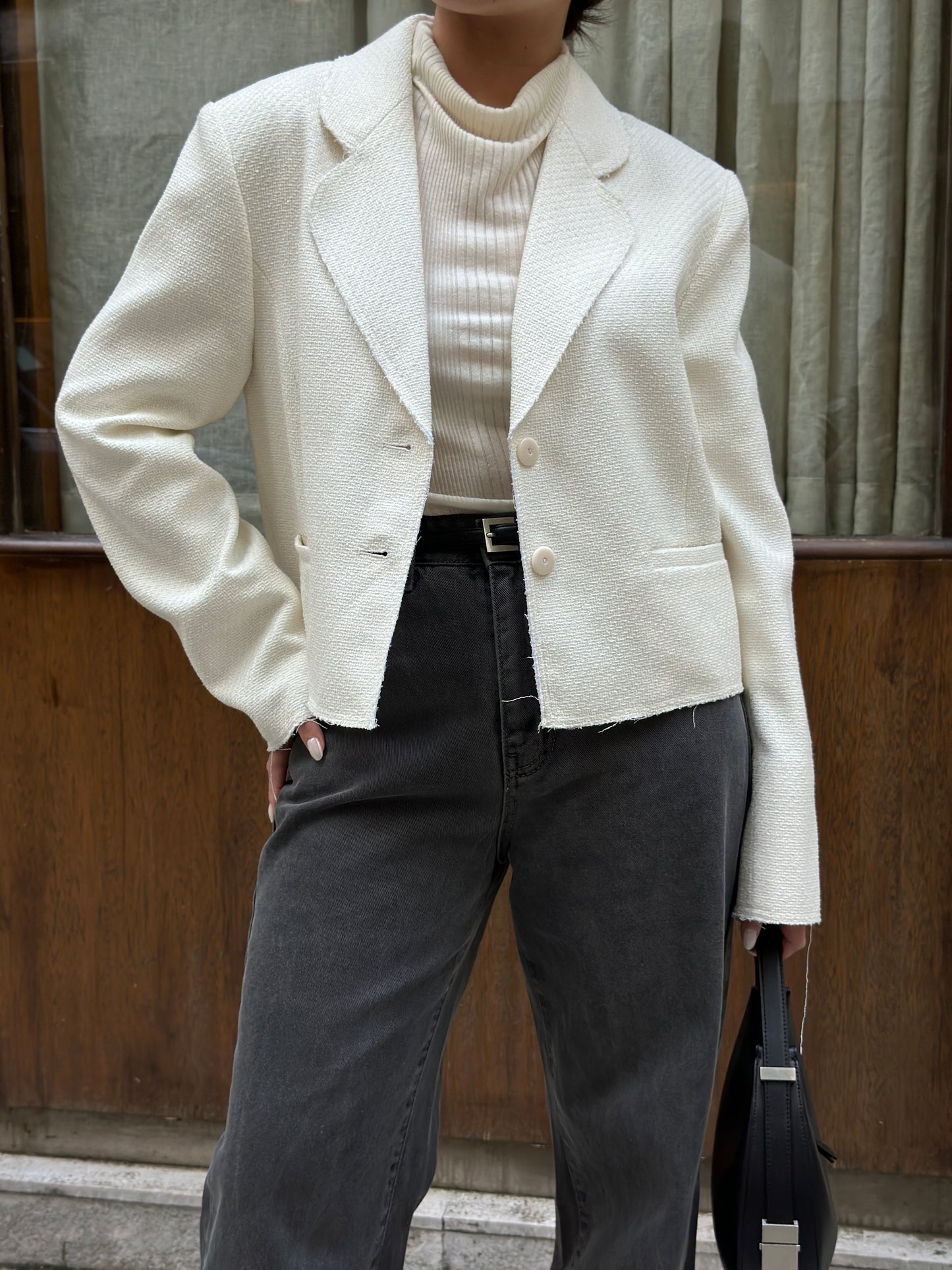 Textured Cropped Blazer