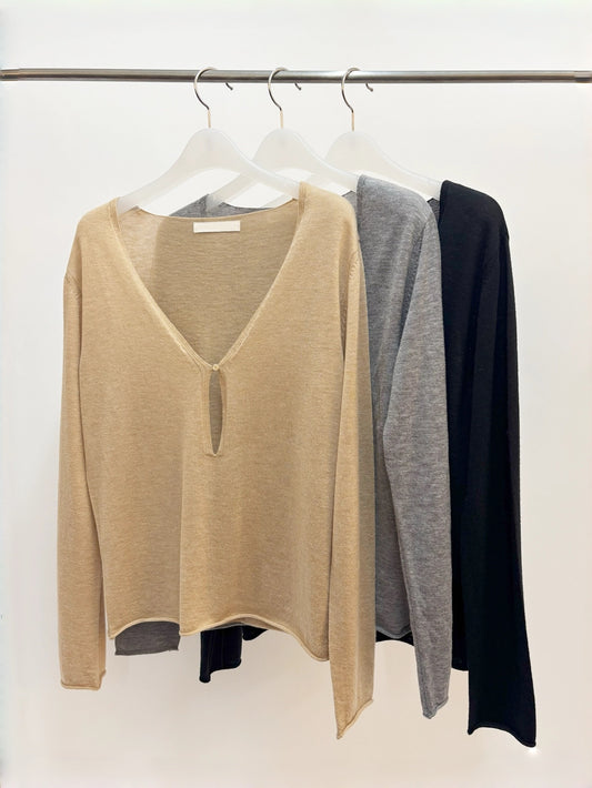 Merino Wool V-neck Knit (3 Colors)