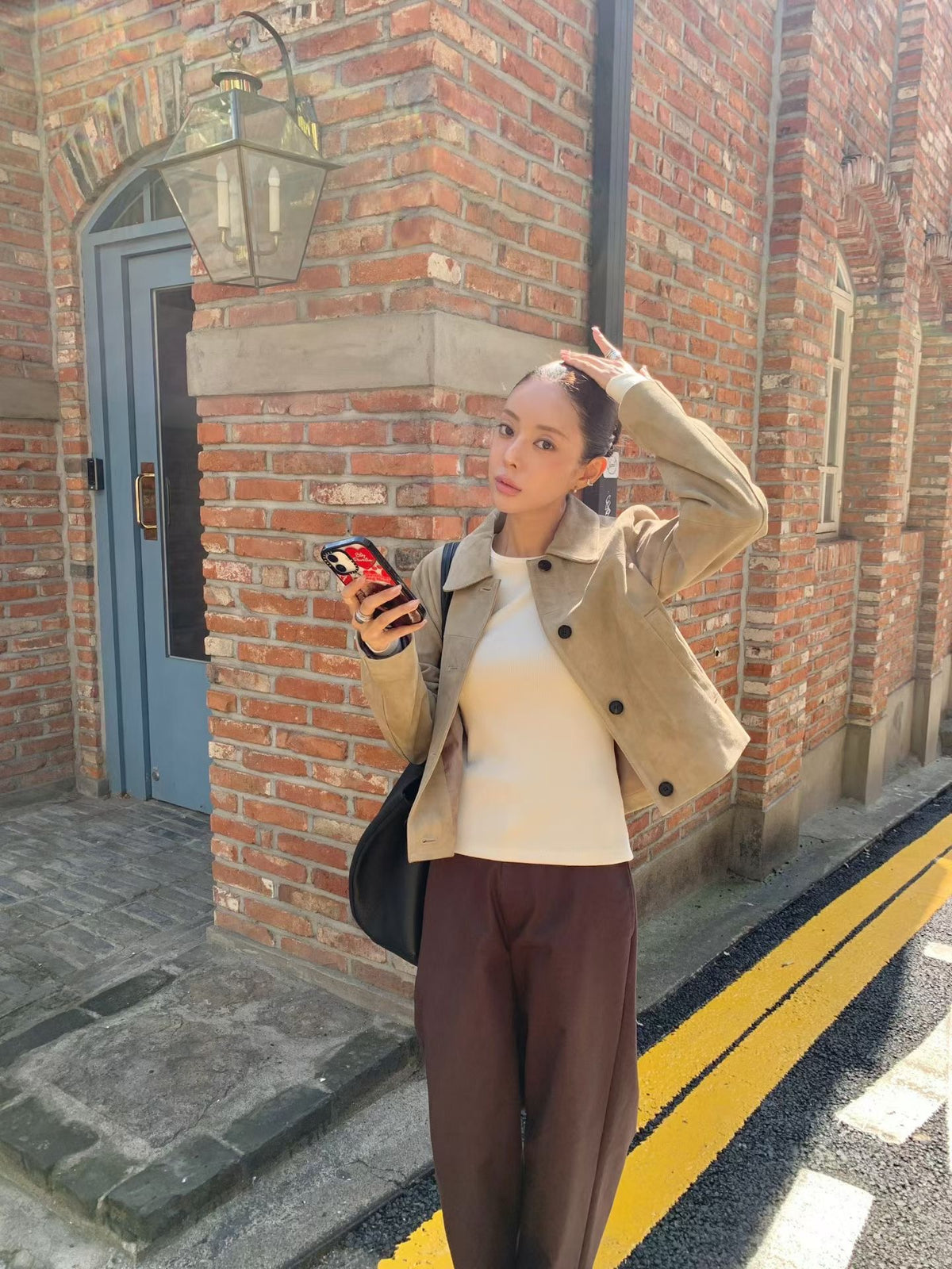 【Italy Fabric】 Elenys Goat Suede Jacket (2 Colors)