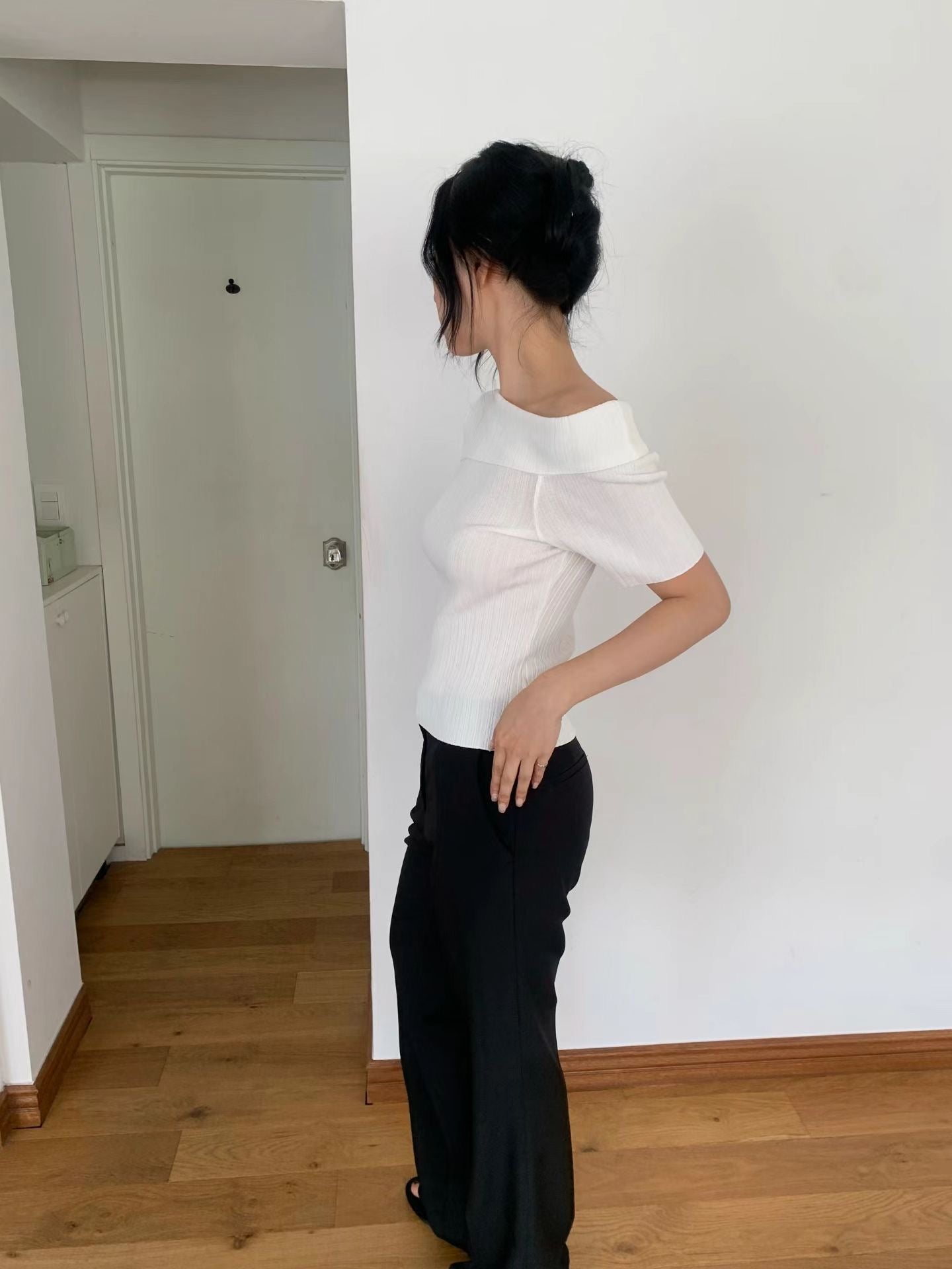Off Shoulder Short Sleeve Knit Top (3 Colors)