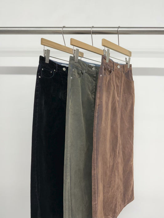 Sorrel Velvet Denim Skirt (3 Colors)