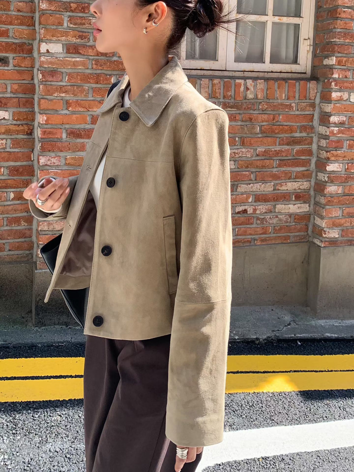 【Italy Fabric】 Elenys Goat Suede Jacket (2 Colors)