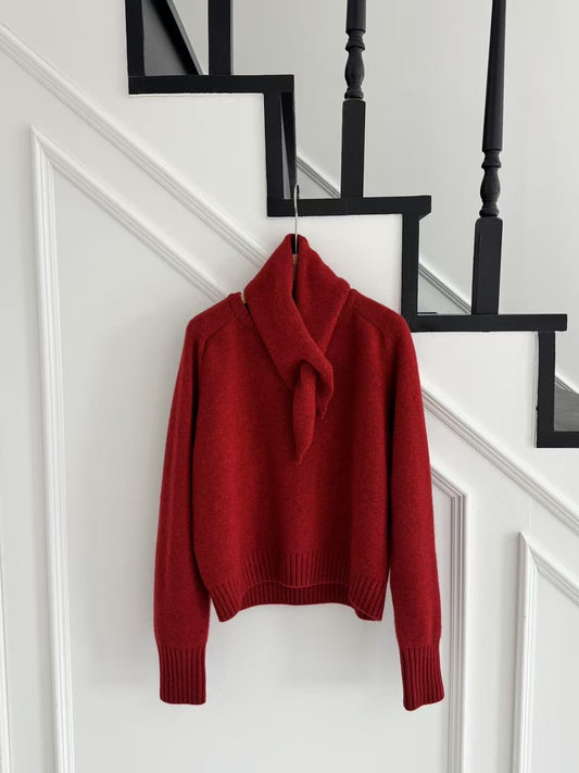 Heloise Knit Top Wool Scarf Set (4 Colors)