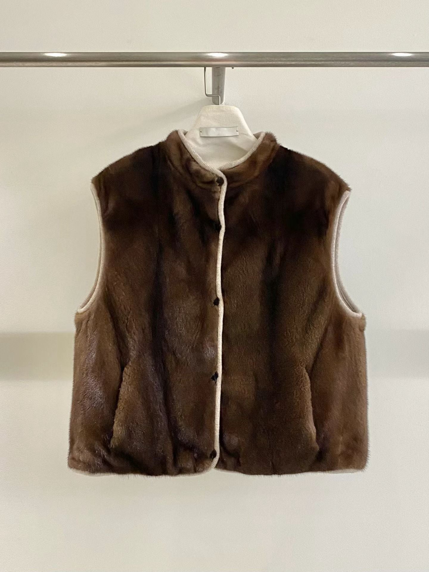 Saskia 2-way Vest Jacket 【100% 水貂毛皮草外套】 (2 Colors)