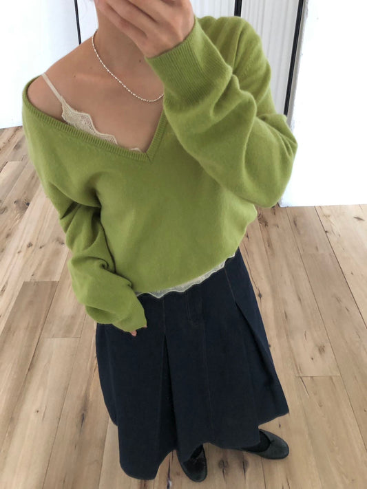 Jeune Deep V-neck Knit (4 Colors)