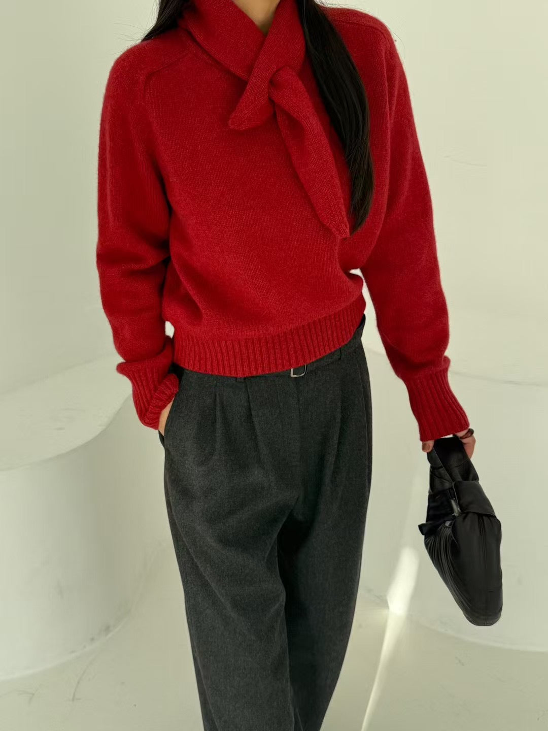 Heloise Knit Top Wool Scarf Set (4 Colors)