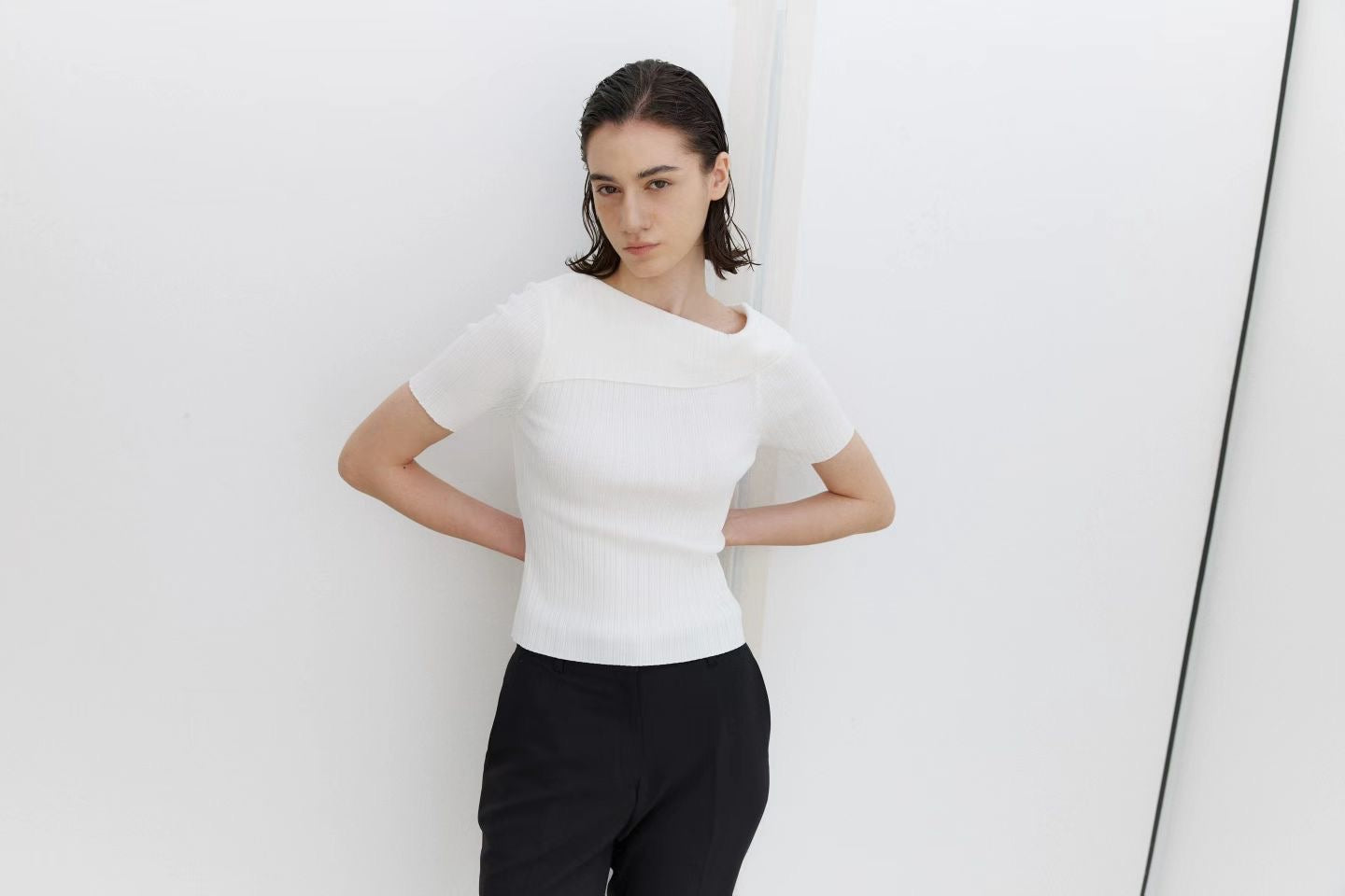 Off Shoulder Short Sleeve Knit Top (3 Colors)