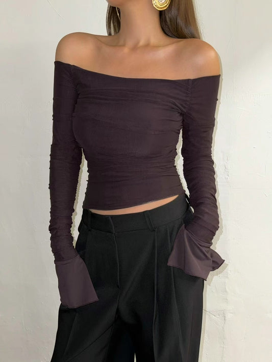 Ophelia Off-shoulder Long-sleeve Top (4 Colors)