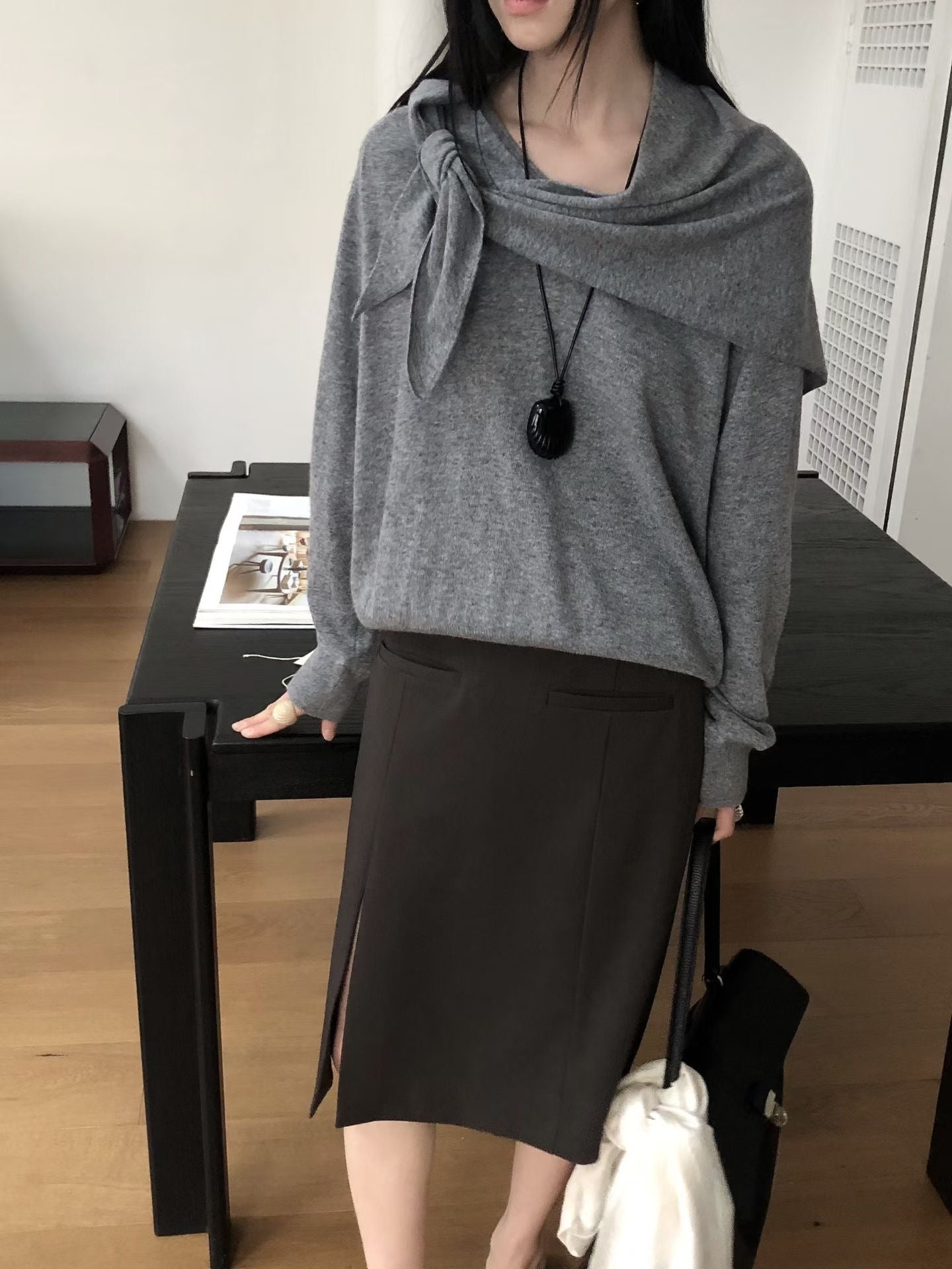 Perenelle Knit Top with Scarf (3 Colors)