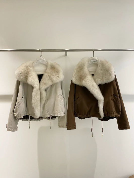 Primrose 100% Fox Fur Jacket 【狐狸毛領鵝絨羽絨】 (2 Colors)