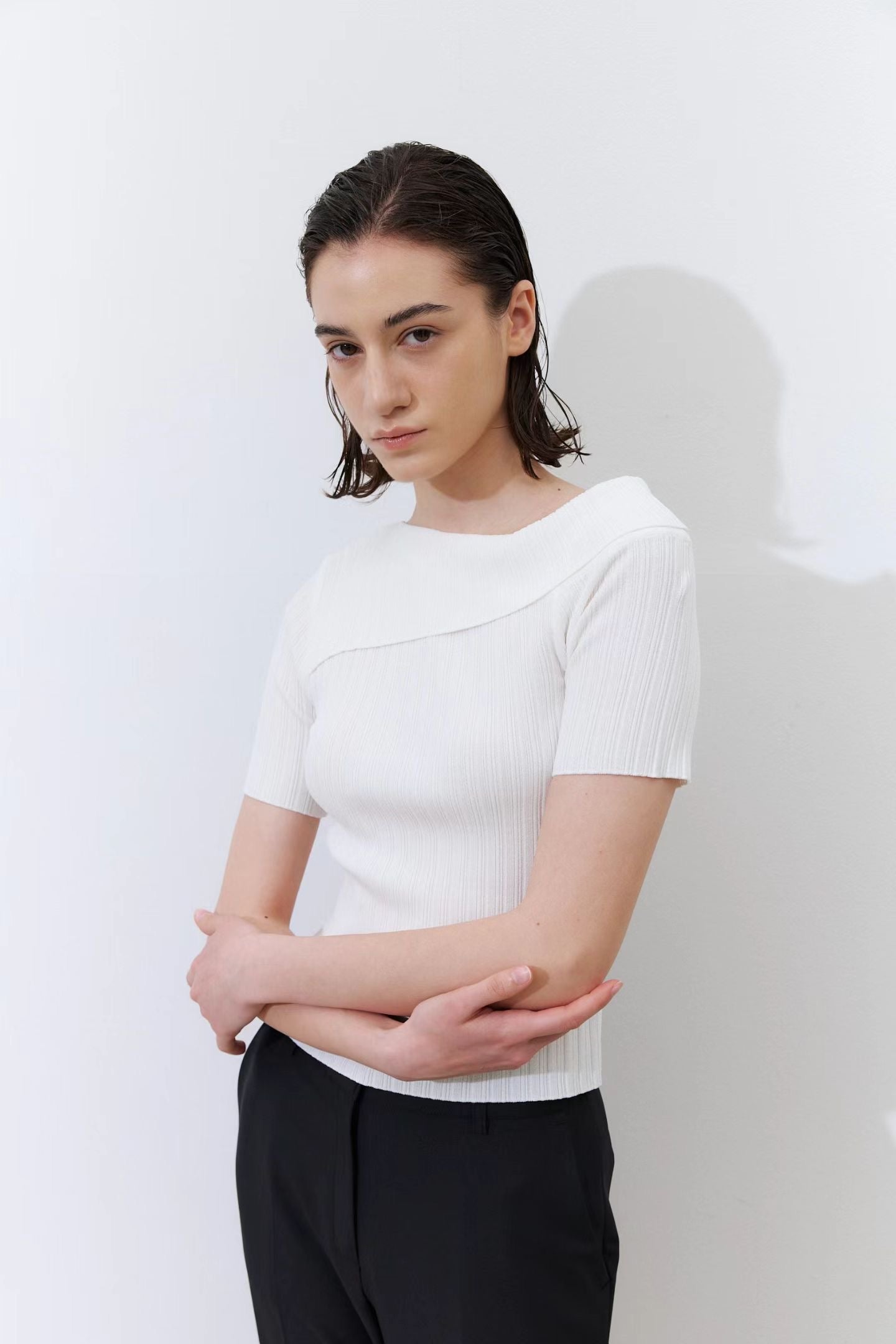 Off Shoulder Short Sleeve Knit Top (3 Colors)