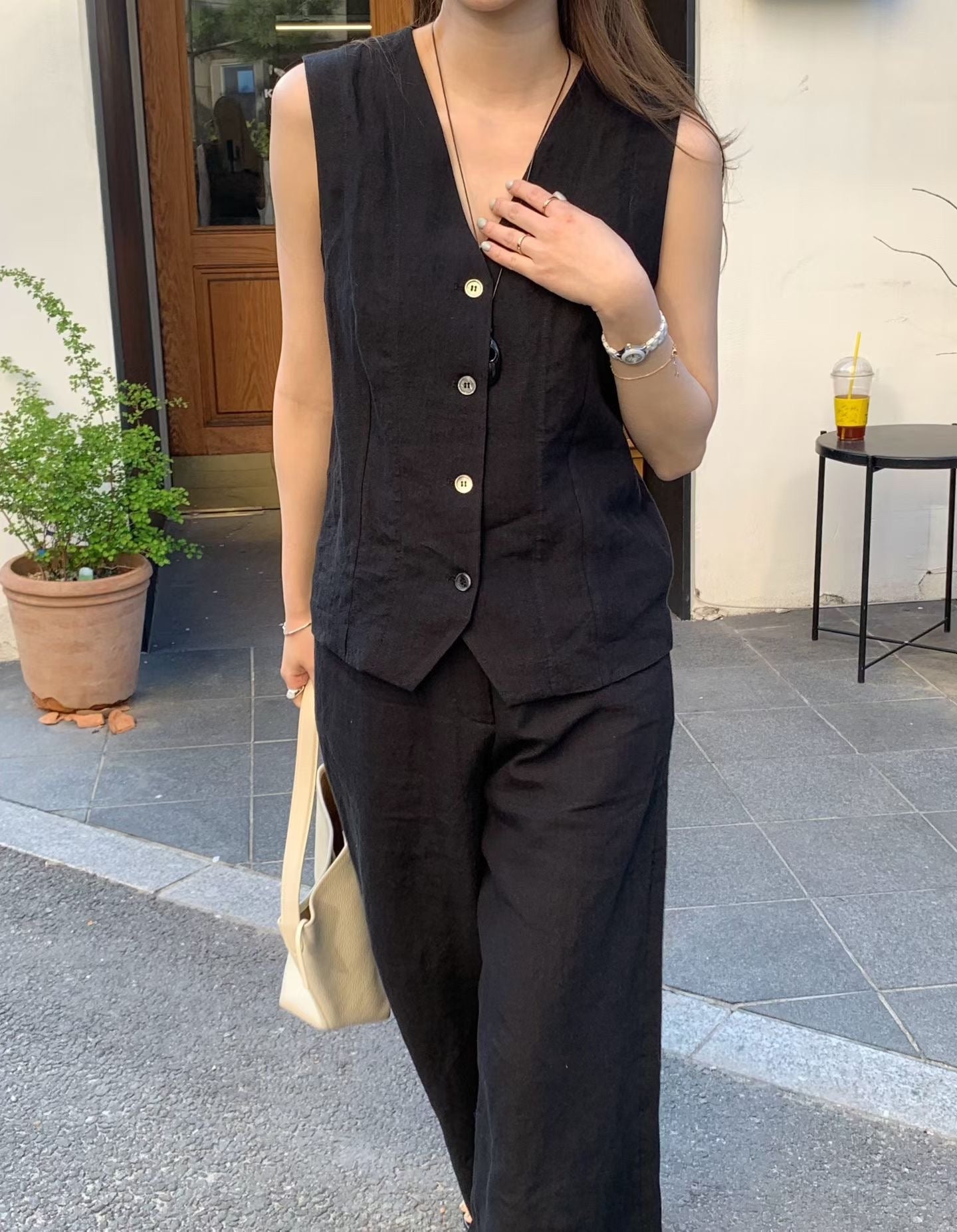 Elpis 100% Linen Vest (2 Colors)