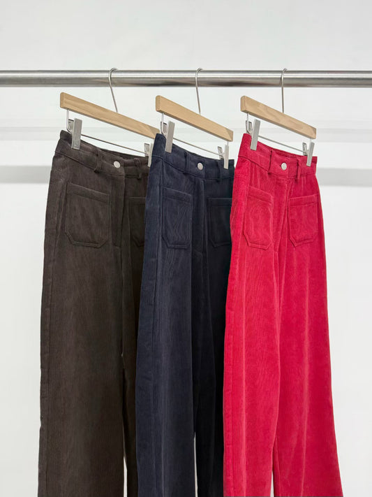 Delphine High Waist Heart Corduroy Pants (3 Colors)