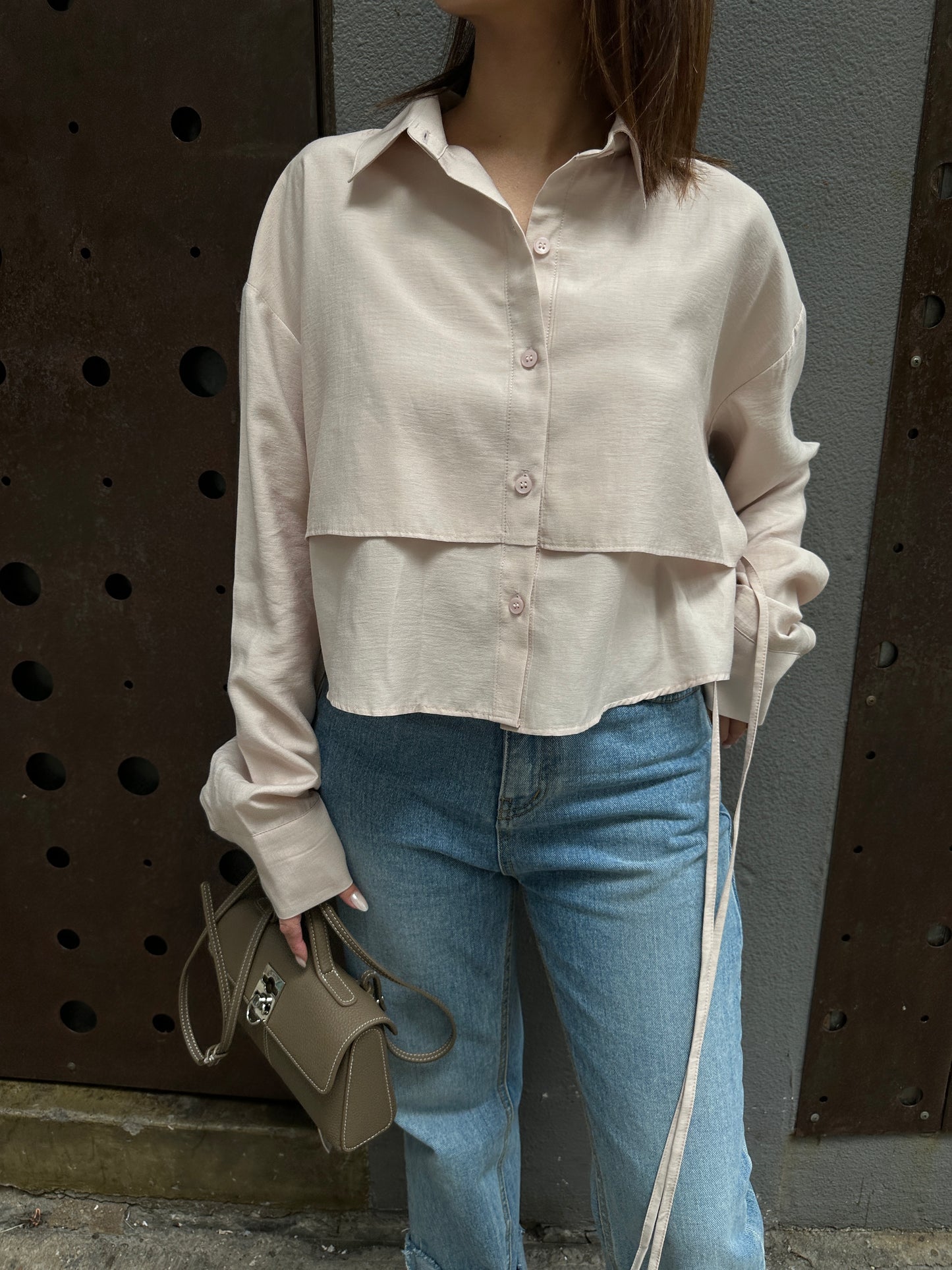 Drawstring Side Cropped Shirt