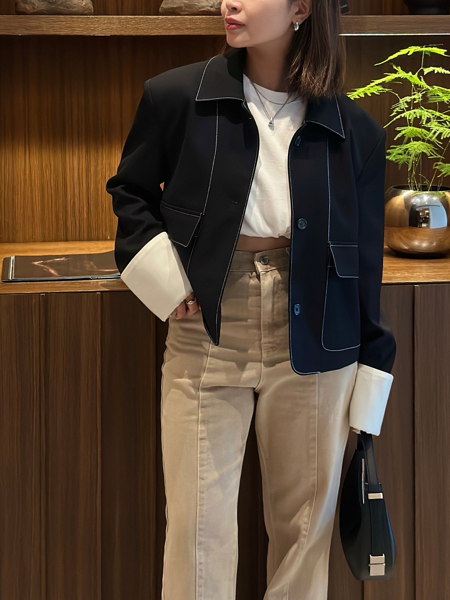 Single-breasted Topstitching Blazer