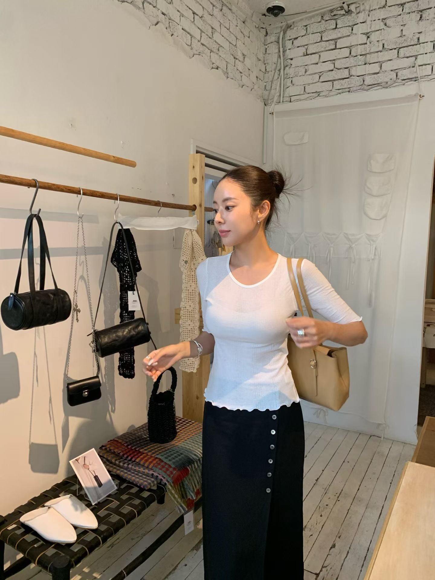 【亞麻50%面料】 Xanthe Linen Skirt (2 Colors)