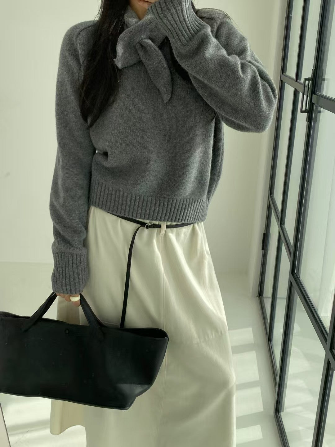 Heloise Knit Top Wool Scarf Set (4 Colors)