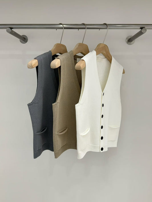 Pasithea Knit Sweater Vests (3 Colors)
