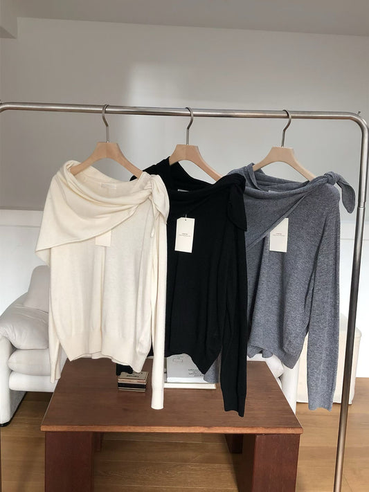 Perenelle Knit Top with Scarf (3 Colors)