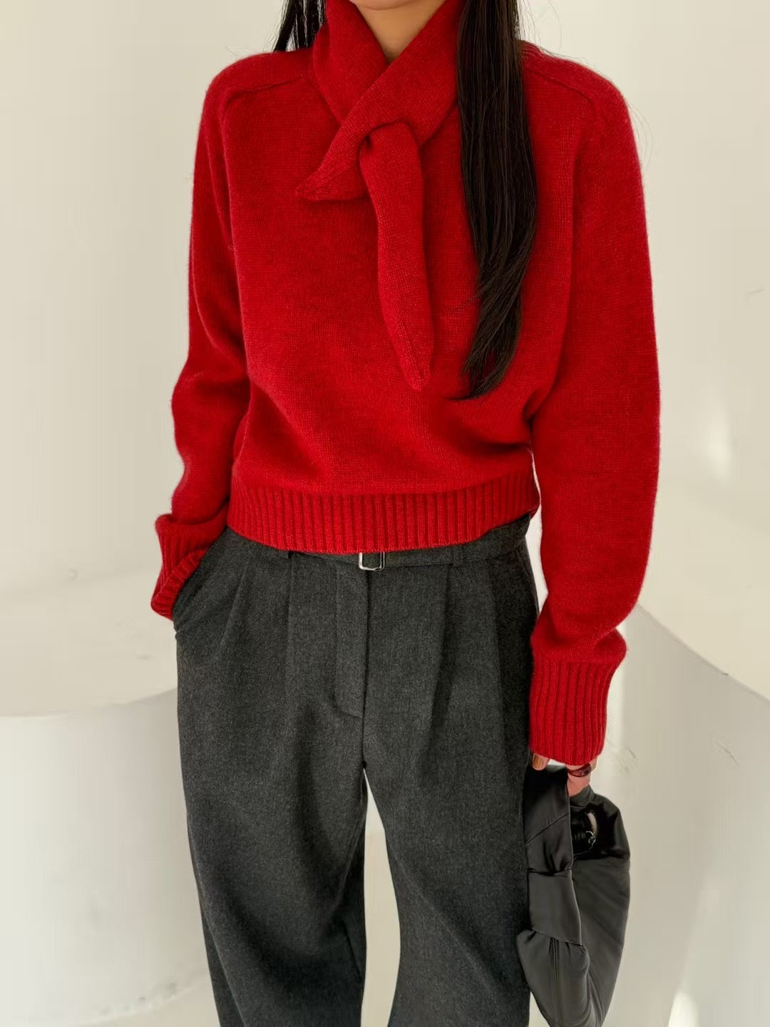 Heloise Knit Top Wool Scarf Set (4 Colors)