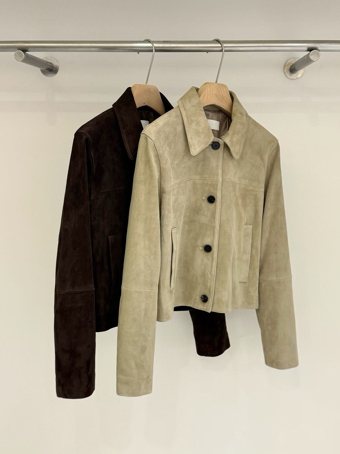 【Italy Fabric】 Elenys Goat Suede Jacket (2 Colors)
