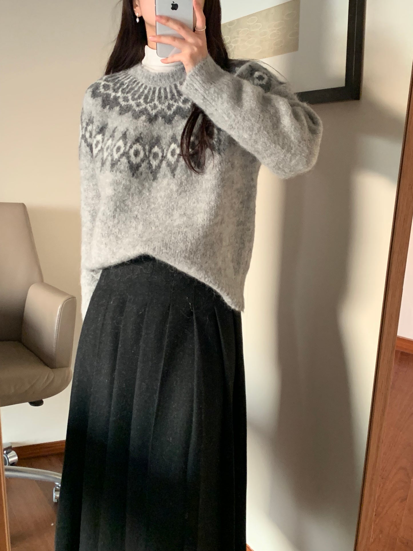 Belle Alpaca Jacquard Knitwear (2 Colors)