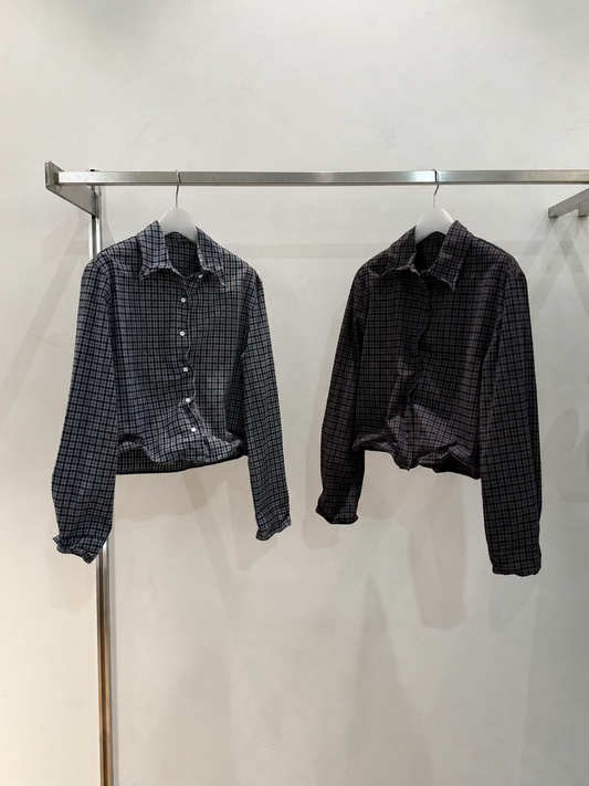 Azrella Plaid Cropped Shirt (2 Colors)