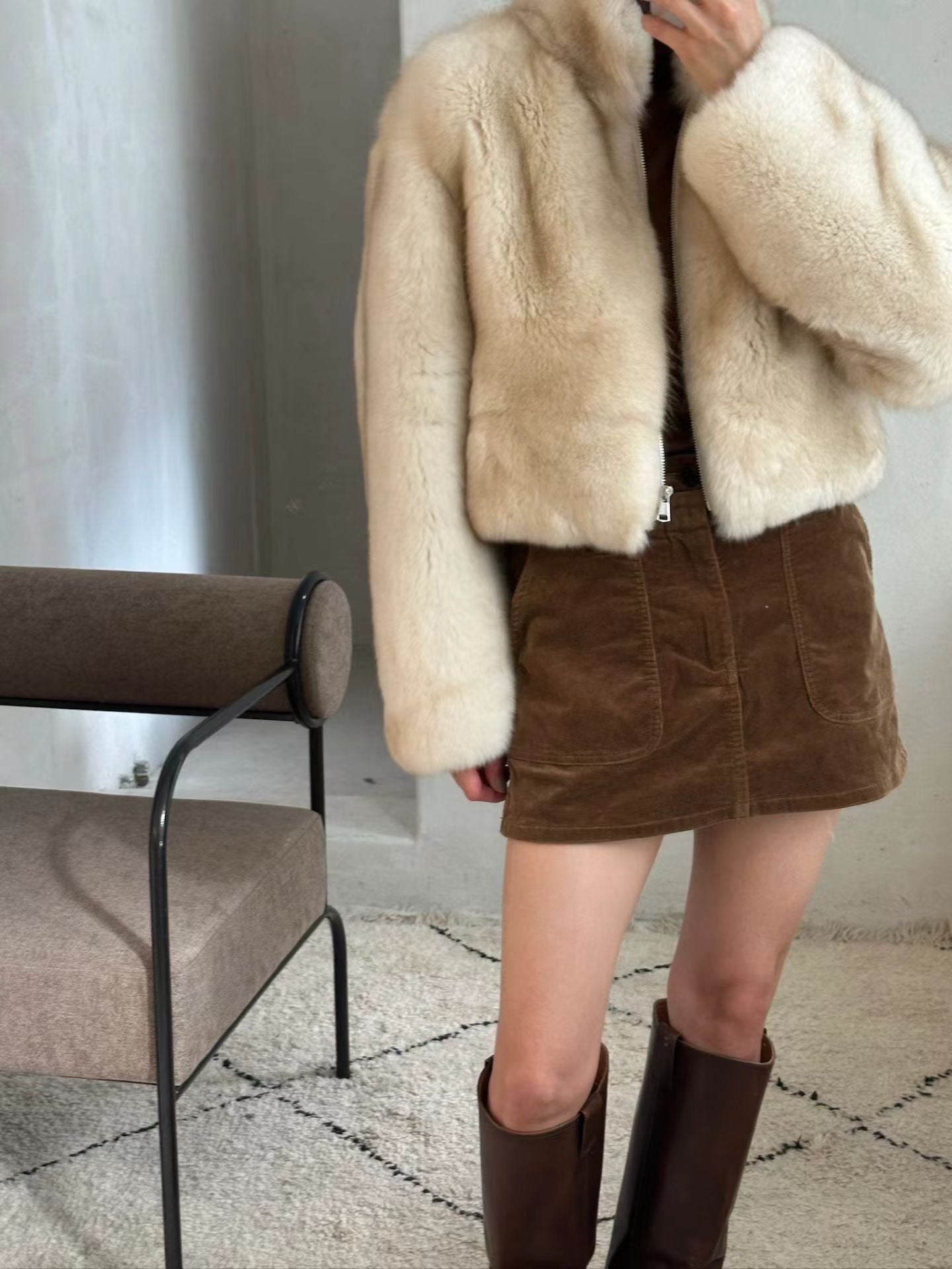 Eulalia Fox Fur Zip Jacket 【狐狸毛皮草外套】 (3 Colors)