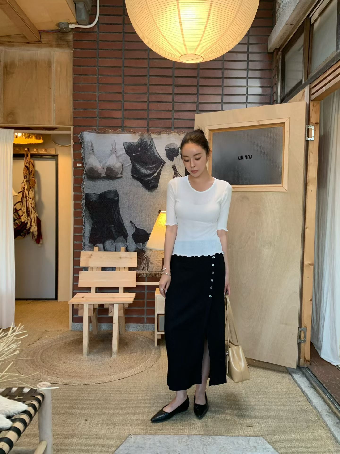 【亞麻50%面料】 Xanthe Linen Skirt (2 Colors)