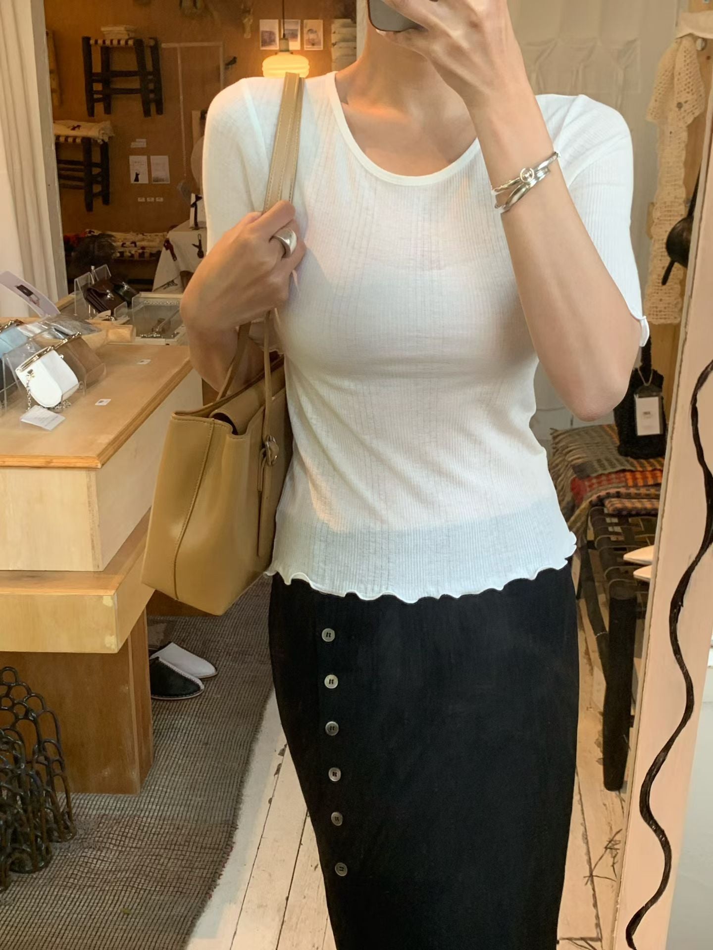 【亞麻50%面料】 Xanthe Linen Skirt (2 Colors)
