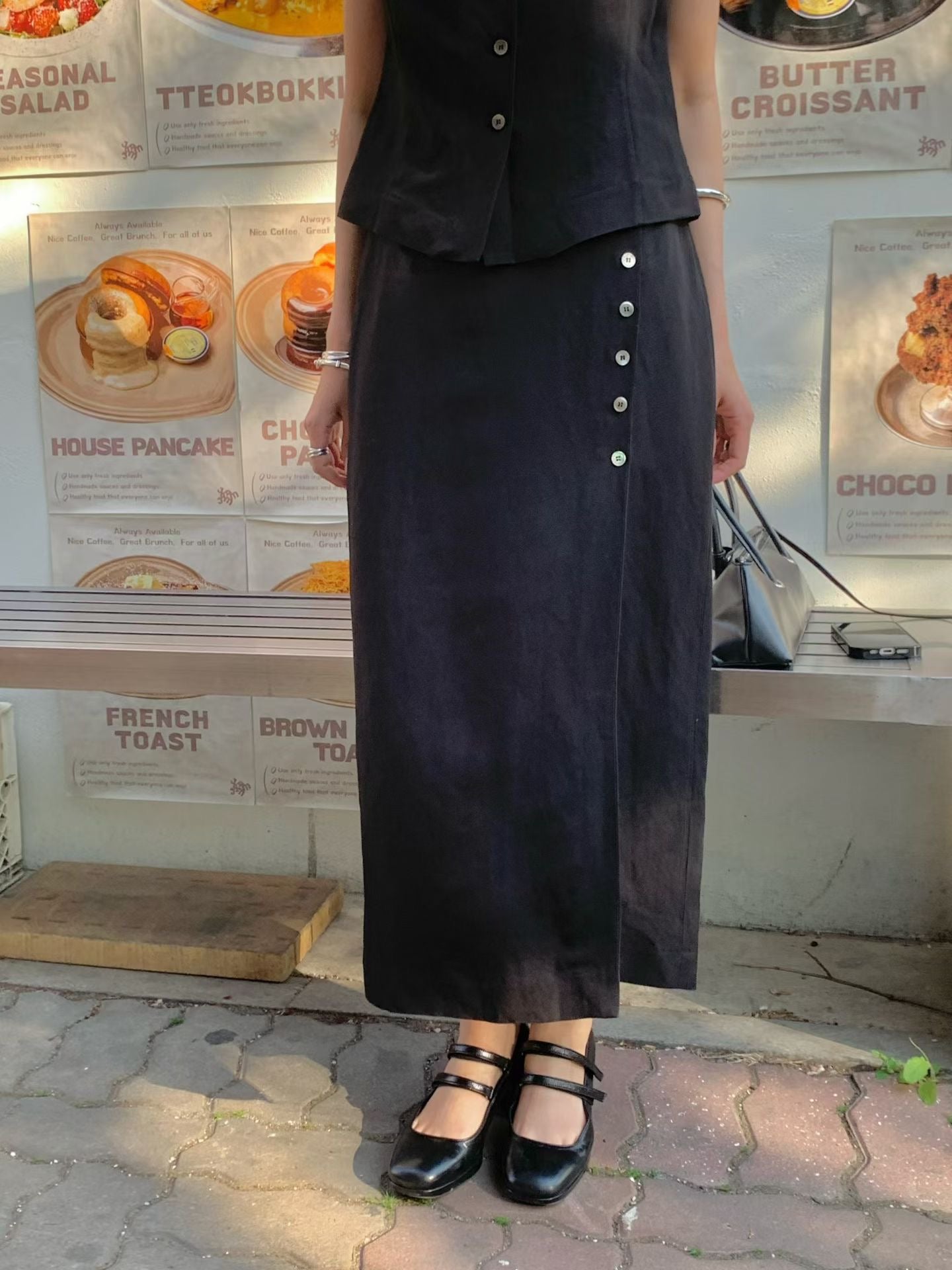 【亞麻50%面料】 Xanthe Linen Skirt (2 Colors)