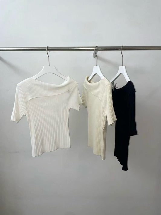 Off Shoulder Short Sleeve Knit Top (3 Colors)