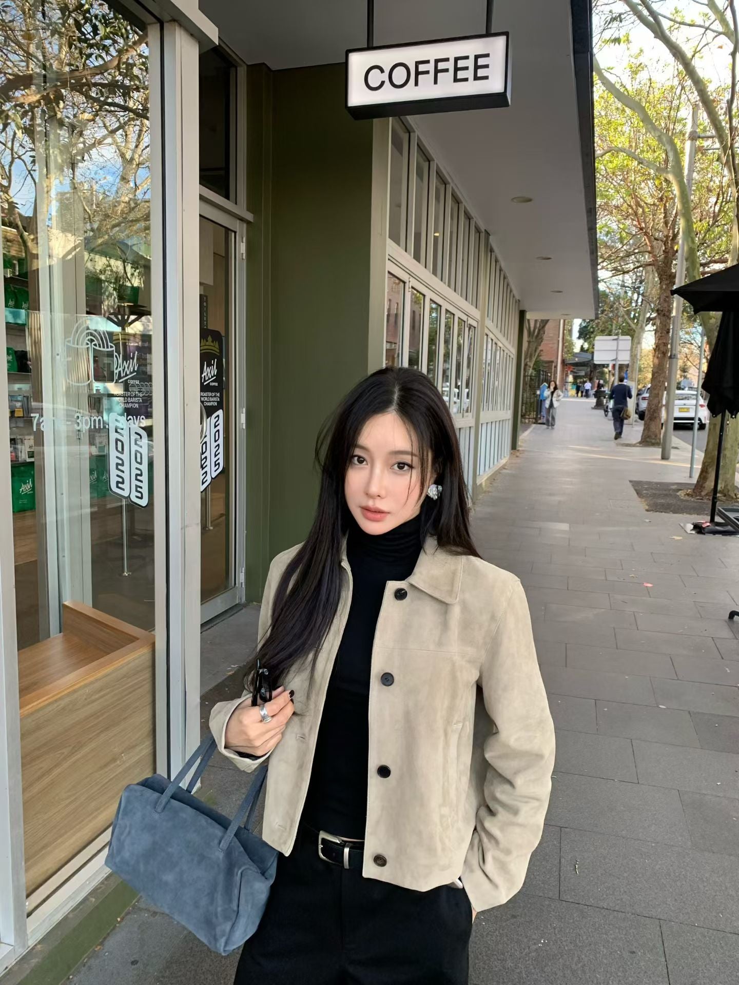 【Italy Fabric】 Elenys Goat Suede Jacket (2 Colors)