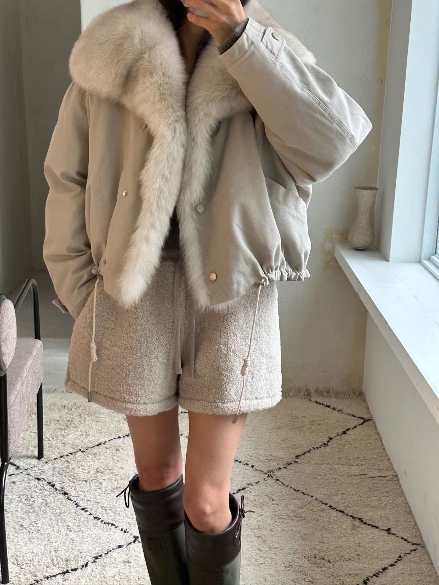 Primrose 100% Fox Fur Jacket 【狐狸毛領鵝絨羽絨】 (2 Colors)
