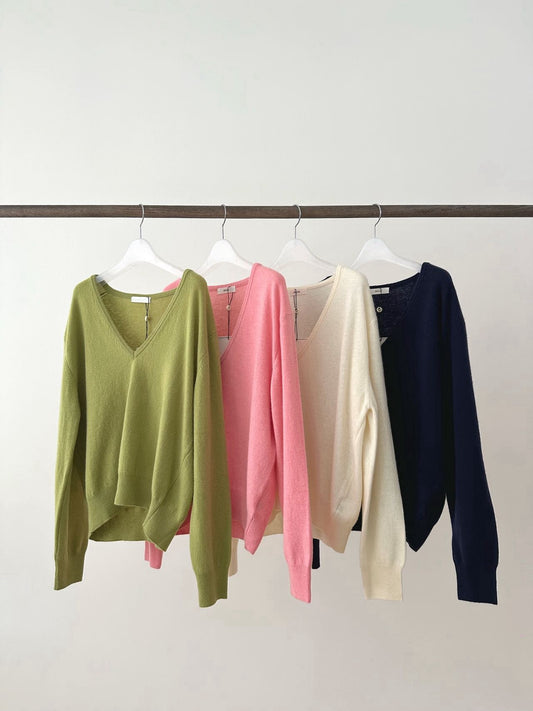 Jeune Deep V-neck Knit (4 Colors)