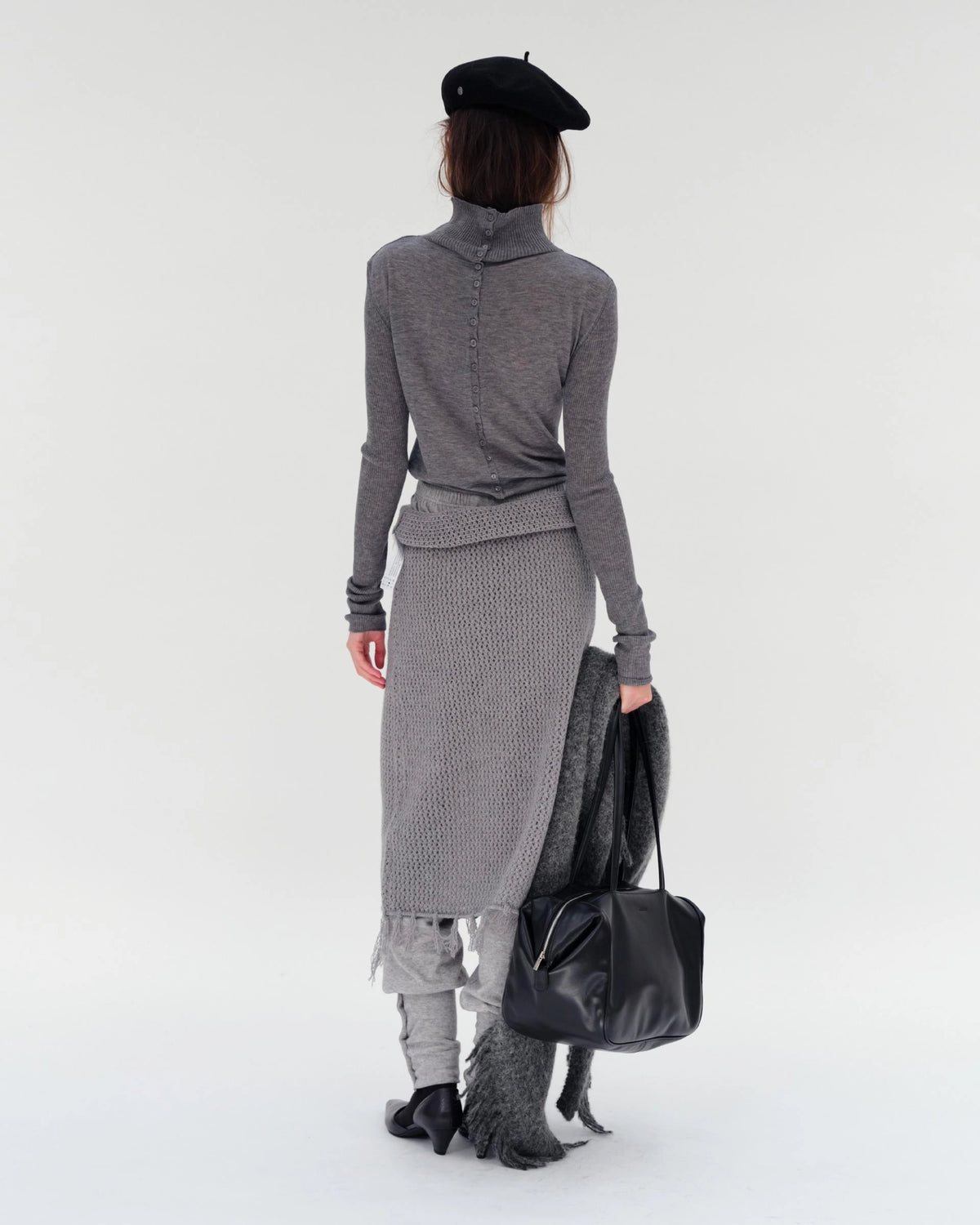 Wool Button Cardigan (4 Colors) model photo